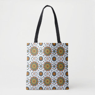 Opulent Maharaja India Tribal Pattern Orange Aqua Tote Bag