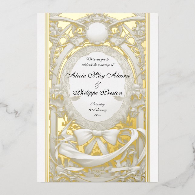 Opulent Motif Atelier Wedding Invite, (Front)