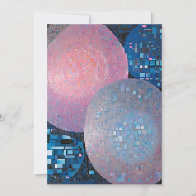 Opulent Ovals: Shades of Blue & Pink in Abstract Holiday Card (Front)