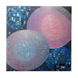 Opulent Ovals: Shades of Blue & Pink in Abstract Tile