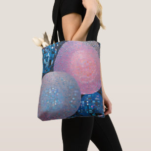 Opulent Ovals: Shades of Blue & Pink in Abstract Tote Bag