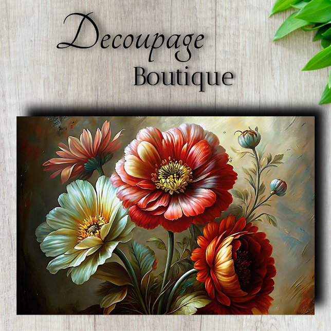 Opulent Poppies & peonies Decoupage Tissue Paper (Opulent Poppies Decoupage Tissue Paper)