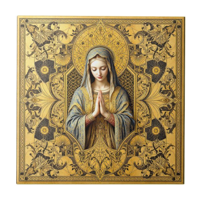 Opulent Reverence: The Holy Virgin Tile (Front)