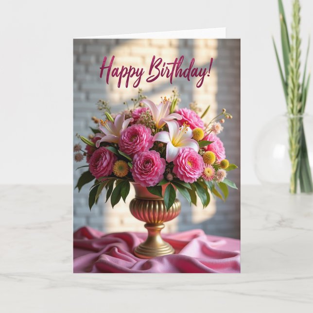 Opulent Rose Birthday Card (Front)