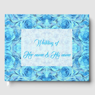 Opulent rose design in turquoise                   guest book