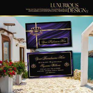 Opulent Royal Blue Gold Crown Sumptuous and Noble Business Card
