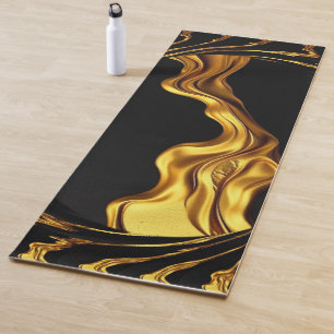 Opulent Swirl Achempong Liquid Gold - Gold & Black Yoga Mat