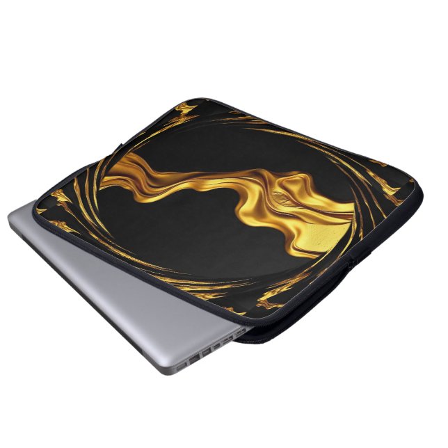 Opulent Swirl Liquid Gold Black Monochro Christian Laptop Sleeve (Front Bottom)