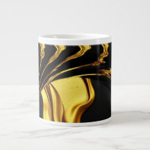 Opulent Swirl Liquid Gold Black Monochrome Design