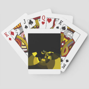 Opulent Vector Motif Jet Black and Gold Art Print Playing Cards