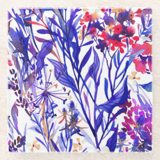 Opulent Watercolor Florals: Garden Background. Glass Coaster