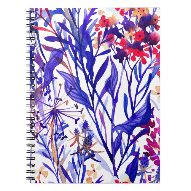Opulent Watercolor Florals: Garden Background. Notebook (Front)
