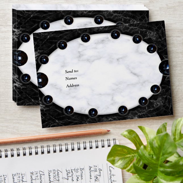 Opulent  White & Black Marble Spheres Envelope (Stacked)
