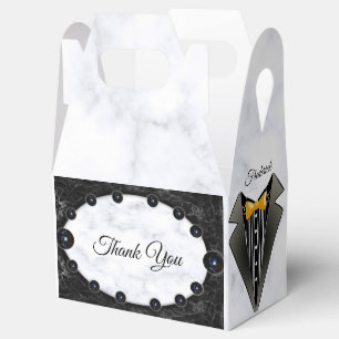 Opulent White & Black Marble Spheres Favour Box