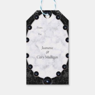 Opulent White & Black Marble Spheres Gift Tags