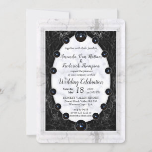 Opulent White & Black Marble Spheres Invitation