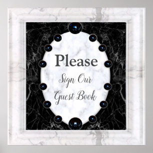 Opulent  White & Black Marble Spheres Poster