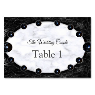 Opulent White & Black Marble Spheres Table Number