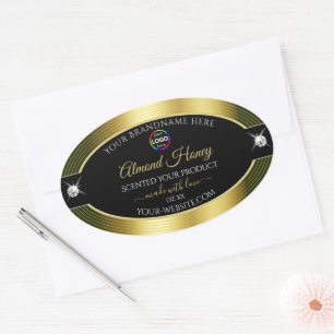 Opulently Black Shiny Gold with Logo Product Label
