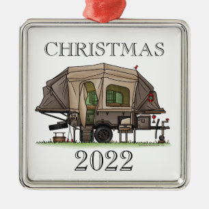Opus 4 Pop Up Camper RV happy camper Metal Ornamen Metal Tree Decoration