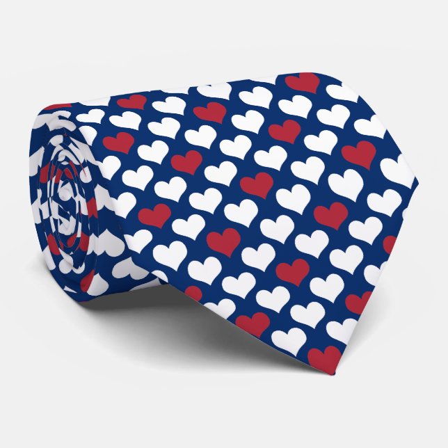 OPUS American Flag with Hearts for Valentine's Day Tie (Rolled)