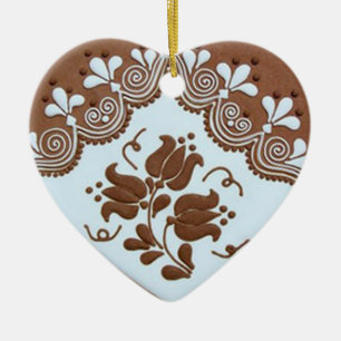 OPUS Hungarian Gingerbread Heart TBA Ceramic Tree Decoration