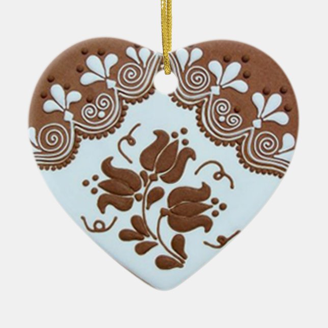 OPUS Hungarian Gingerbread Heart TBA Ceramic Tree Decoration (Front)