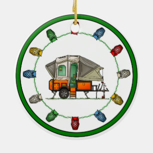 Opus Pop Up Camper RV happy camper Ceramic Tree Decoration