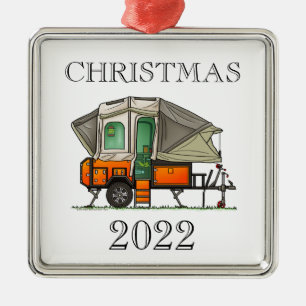 Opus Pop Up Camper RV happy camper Metal Ornament