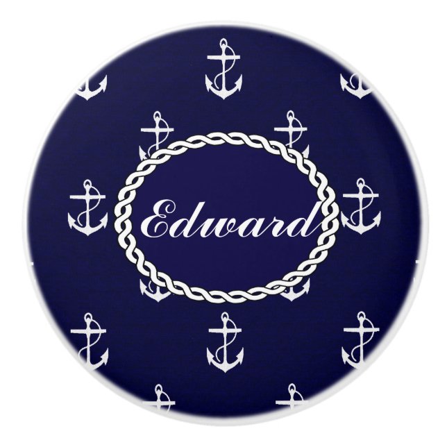 Opus Posh Anchor Nautical Custom Ceramic Knob (Front)