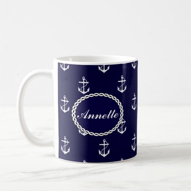 Opus Posh Anchor Nautical Custom Coffee Mug (Left)