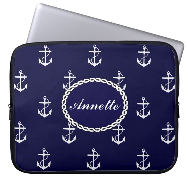 Opus Posh Anchor Nautical Custom Laptop Sleeve (Front)