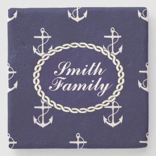 Opus Posh Anchor Nautical Custom Stone Coaster