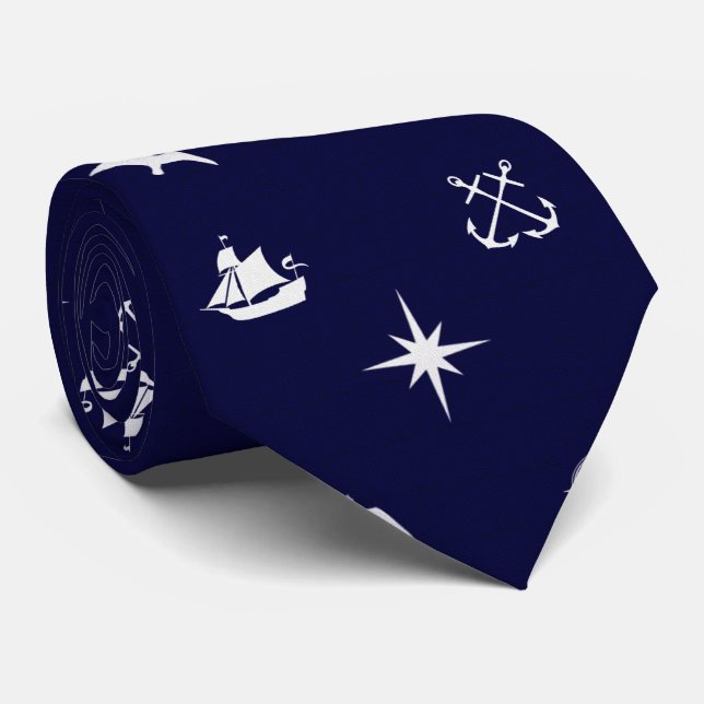 Opus Posh Nautical Mixed Symbols Custom Tie (Rolled)
