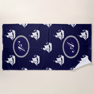 Opus Posh Tall ship Nautical Personalised Beach Towel