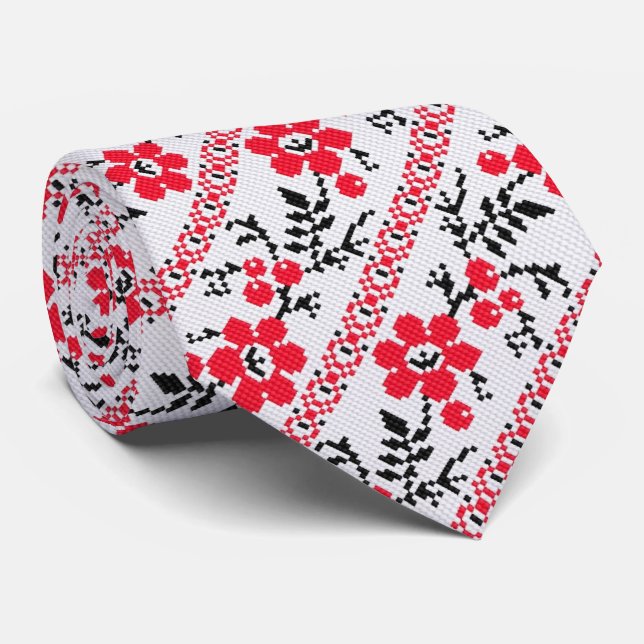 OPUS Ukrainian Embroidery Flower Tie (Rolled)