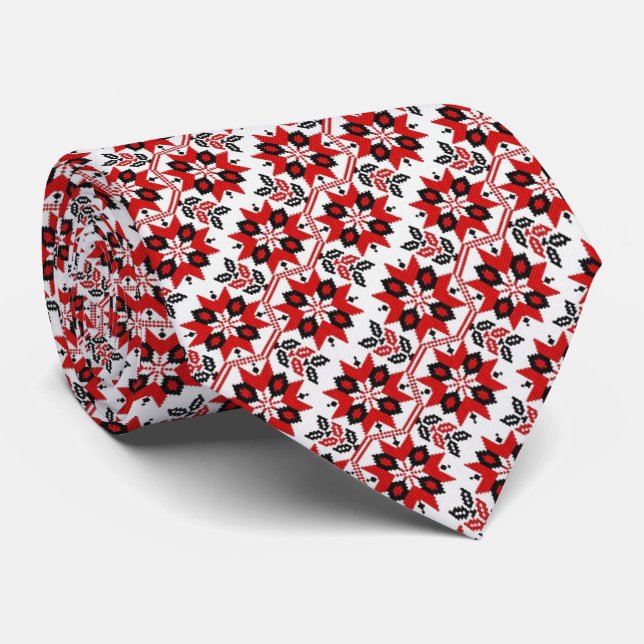OPUS Ukrainian Embroidery Flower Tie (Rolled)