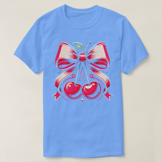 oquette Bows with cherries Cute Coquette girl T-Shirt (Design Front)