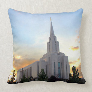 Oquirrh Mountain LDS temple utah mormon sunset Cushion