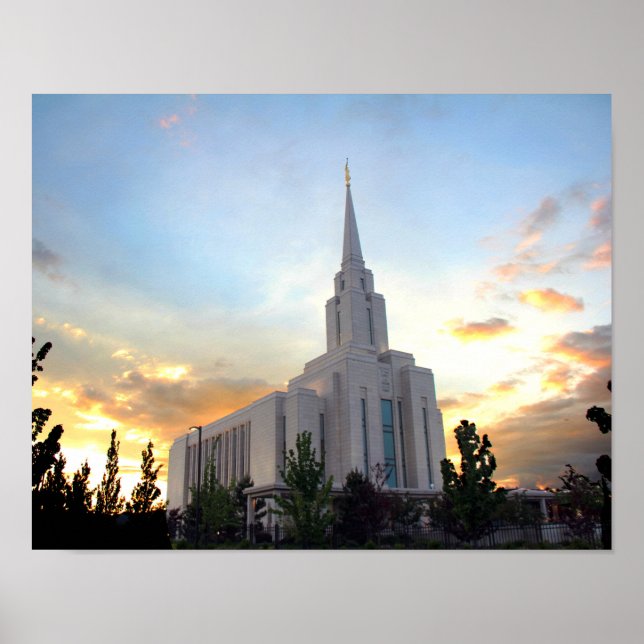 Oquirrh Mountain LDS temple utah mormon sunset Poster (Front)