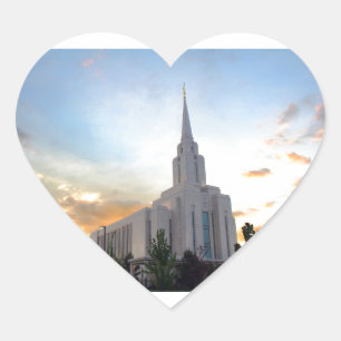 Oquirrh Mountain LDS Utah Temple sunset Heart Sticker