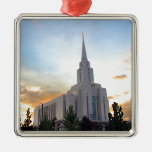 Oquirrh Mountain LDS Utah Temple sunset Metal Tree Decoration