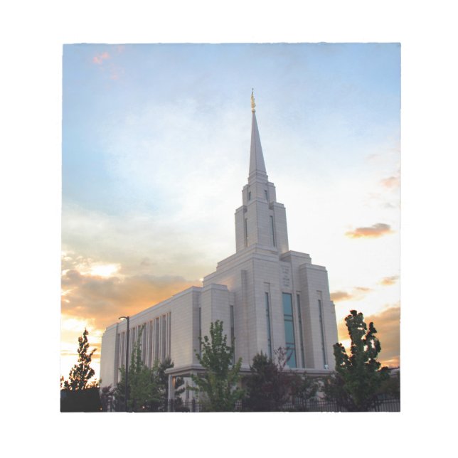 Oquirrh Mountain LDS Utah Temple sunset Notepad (Front)