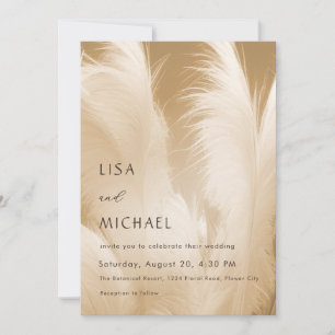 OR Code Blush Beige Pampas Grass Photo Invitation