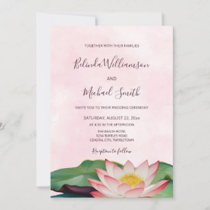 OR Code   Lotus Flower Wedding Invitation