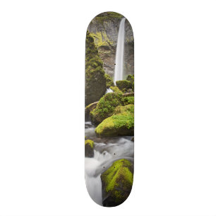 OR, Columbia River Gorge, Elowah Falls and Skateboard