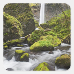 OR, Columbia River Gorge, Elowah Falls and Square Sticker