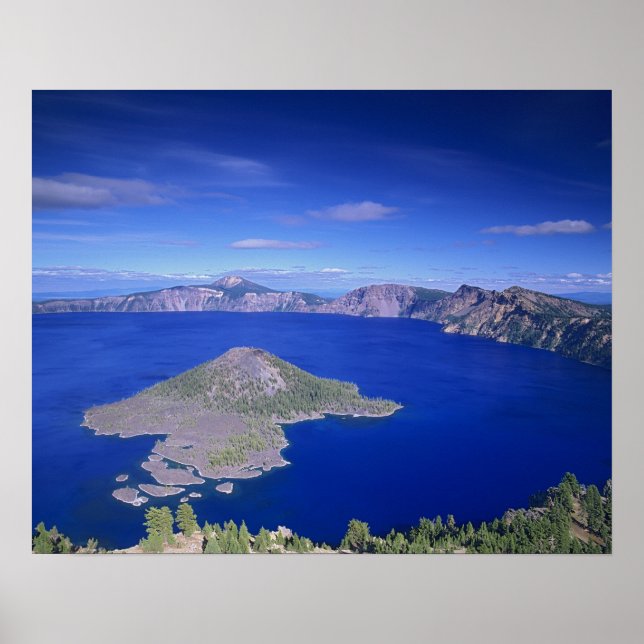 OR, Crater Lake NP, Wizard Island and Crater Poster (Front)
