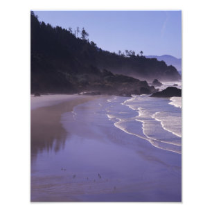 OR, Ecola SP, Indian Beach with morning fog Photo Print