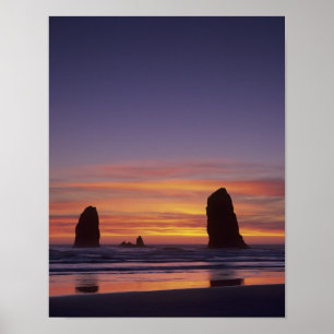 OR, Oregon Coast, Cannon Beach, seastacks at 2 Poster
